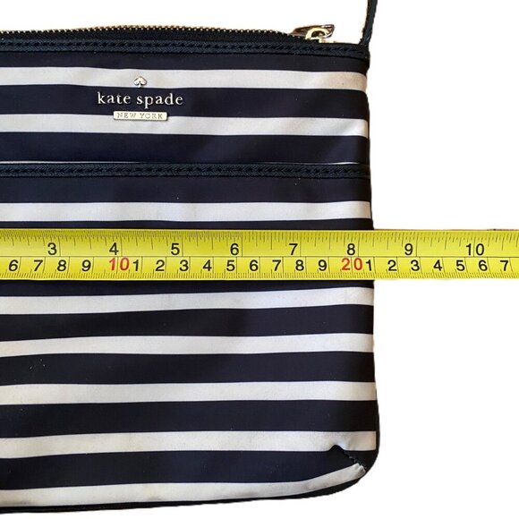 Kate Spade striped black and tan crossbody nylon purse bag - Picture 15 of 16